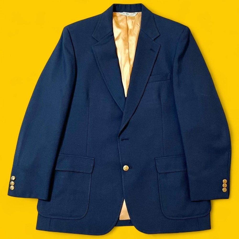 Izod Lacoste Navy Gold Button Blazer Sz 40R Vintage Preppy Classic